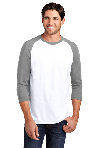 District Made   Mens Perfect Tri   3/4-Sleeve Raglan. DM136 2