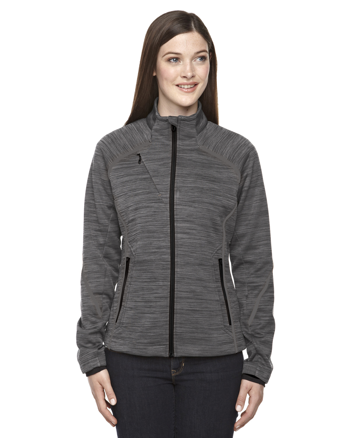 78697-Ladies' Flux Mélange Bonded Fleece Jacket - CARBON 456 - XS